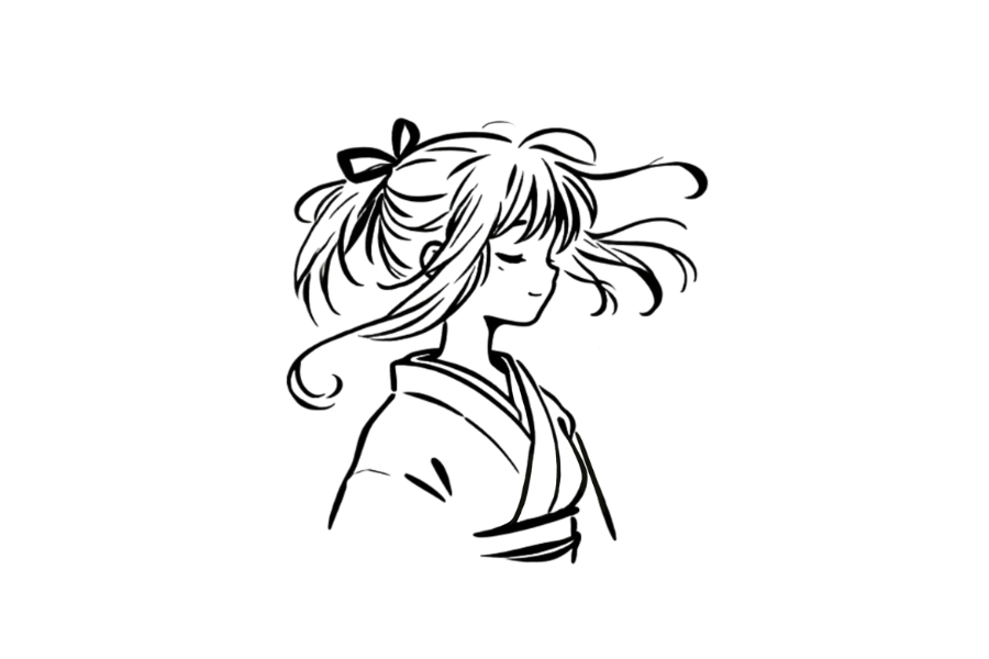 Anime Girl With Ribbon tracing base (lower opacity)