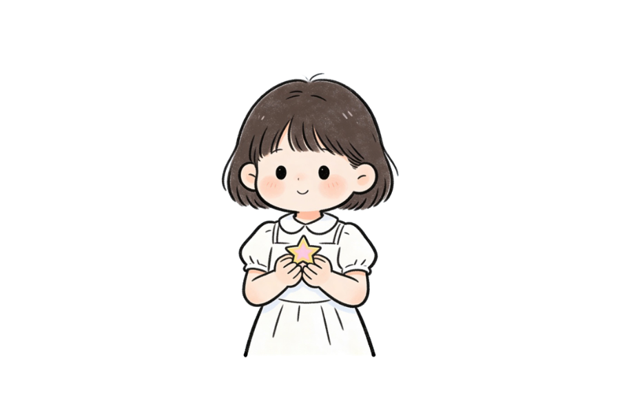 Girl Holding A Tiny Star In Her Hands tracing base (lower opacity)