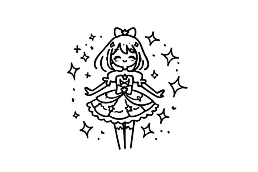 Girl In Magical Costume tracing base (lower opacity)