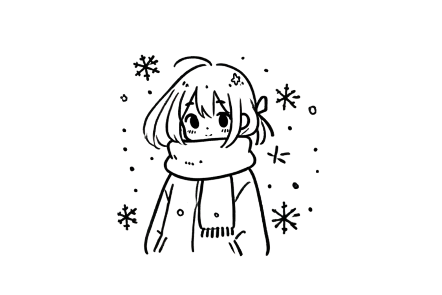 Girl In Snowy Day tracing base (lower opacity)