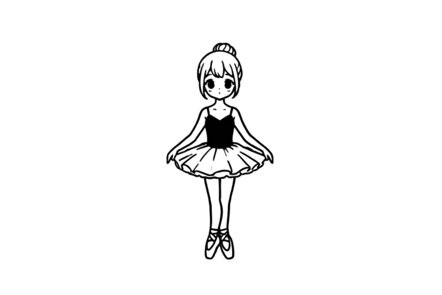 Girl With Ballet Shoes And Tutu tracing base (lower opacity)