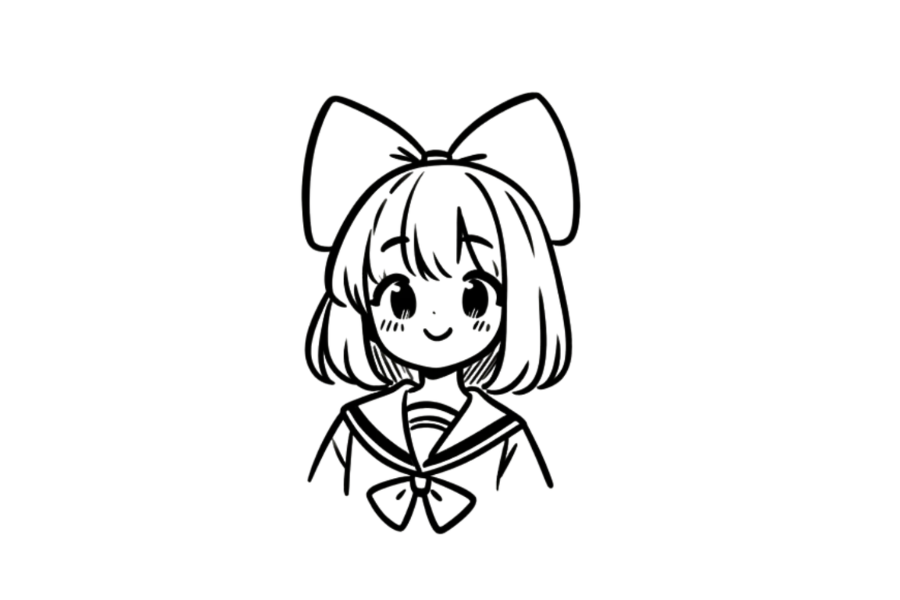 Girl With Bow tracing base (lower opacity)