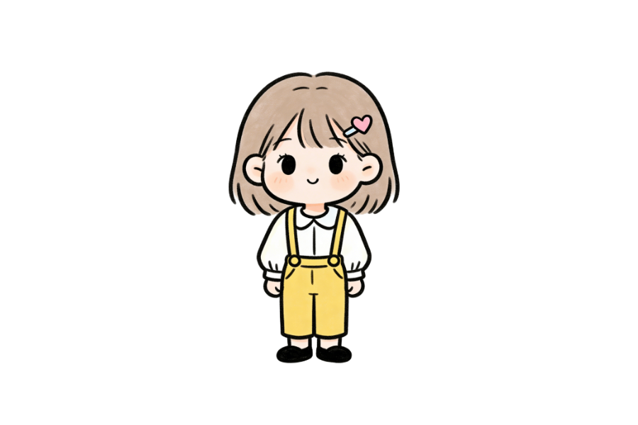 Girl With Heart Shaped Hair Clips tracing base (lower opacity)