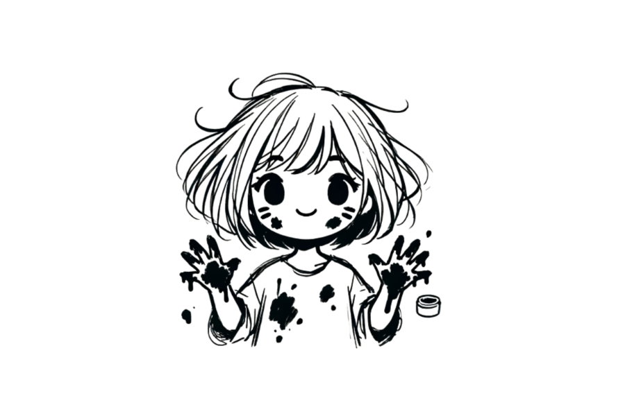 Girl With Paint Stained Hands tracing base (lower opacity)