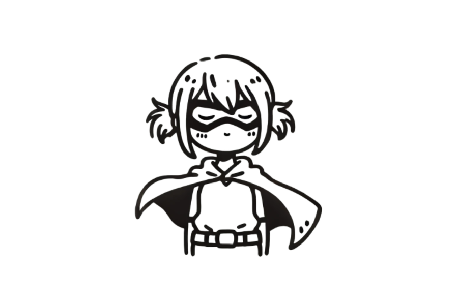 Girl With Superhero Cape And Mask tracing base (lower opacity)