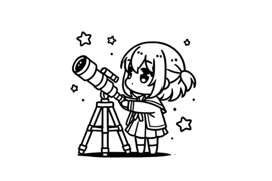 Girl With Telescope tracing base (lower opacity)