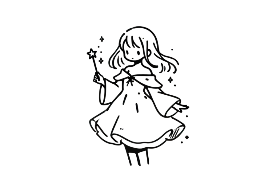 Girl With Wand tracing base (lower opacity)