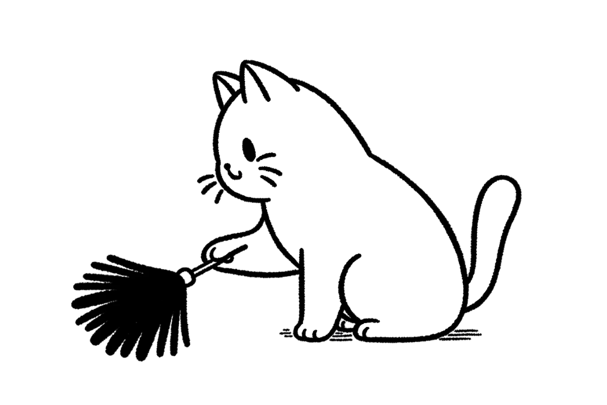 Cat and feather duster tracing base (lower opacity)