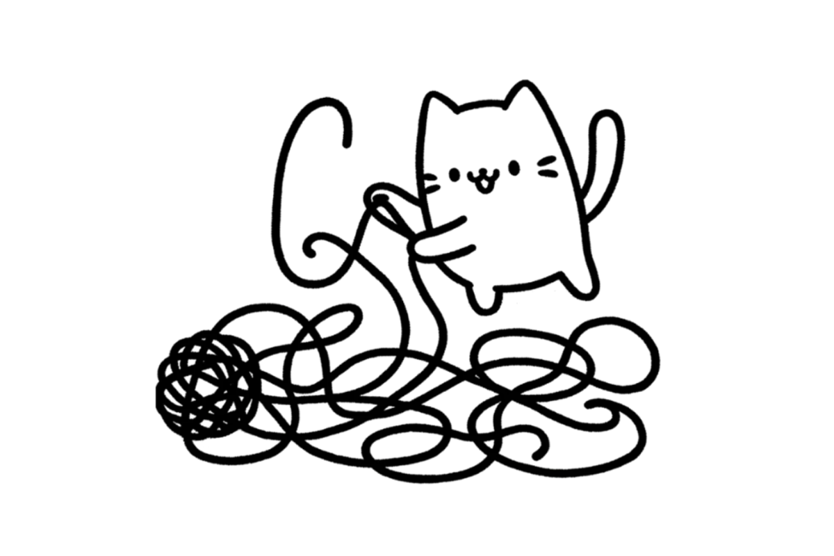 Cat and tangled string tracing base (lower opacity)