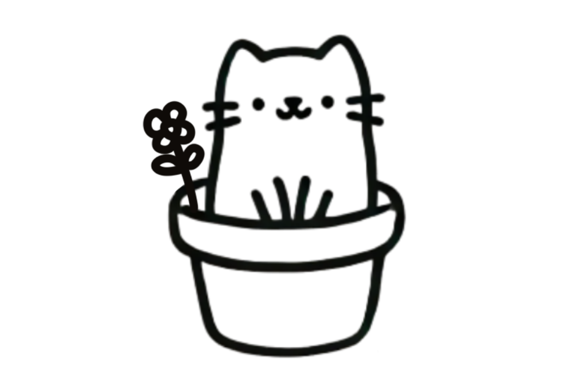 Cat in flower pot tracing base (lower opacity)