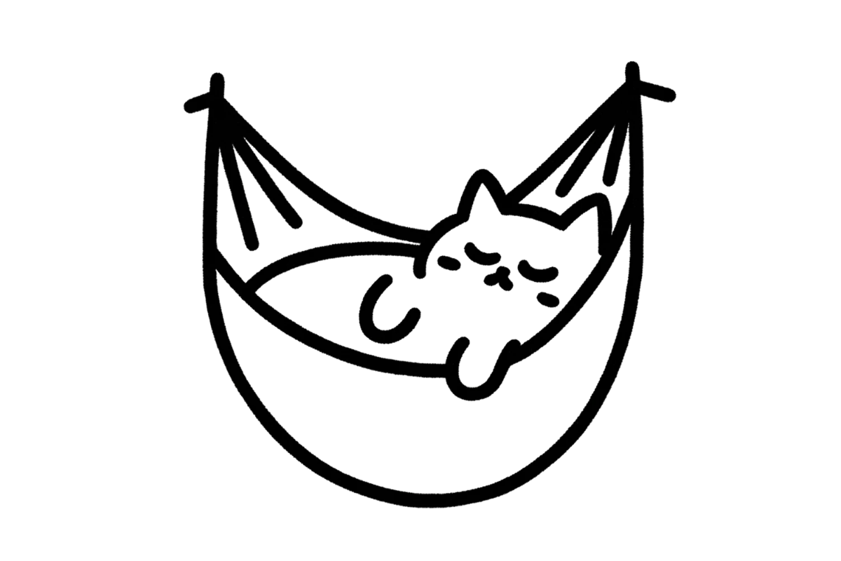 Cat in hammock tracing base (lower opacity)