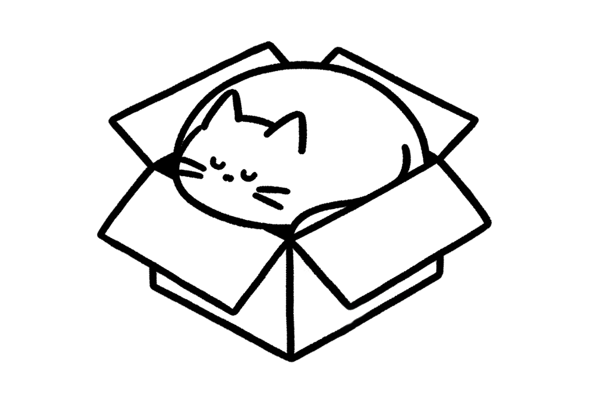 Cat lying in box tracing base (lower opacity)