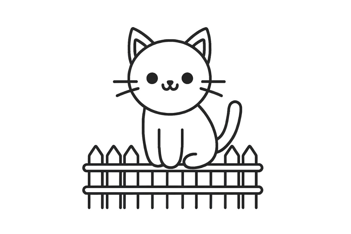 Cat on fence tracing base (lower opacity)