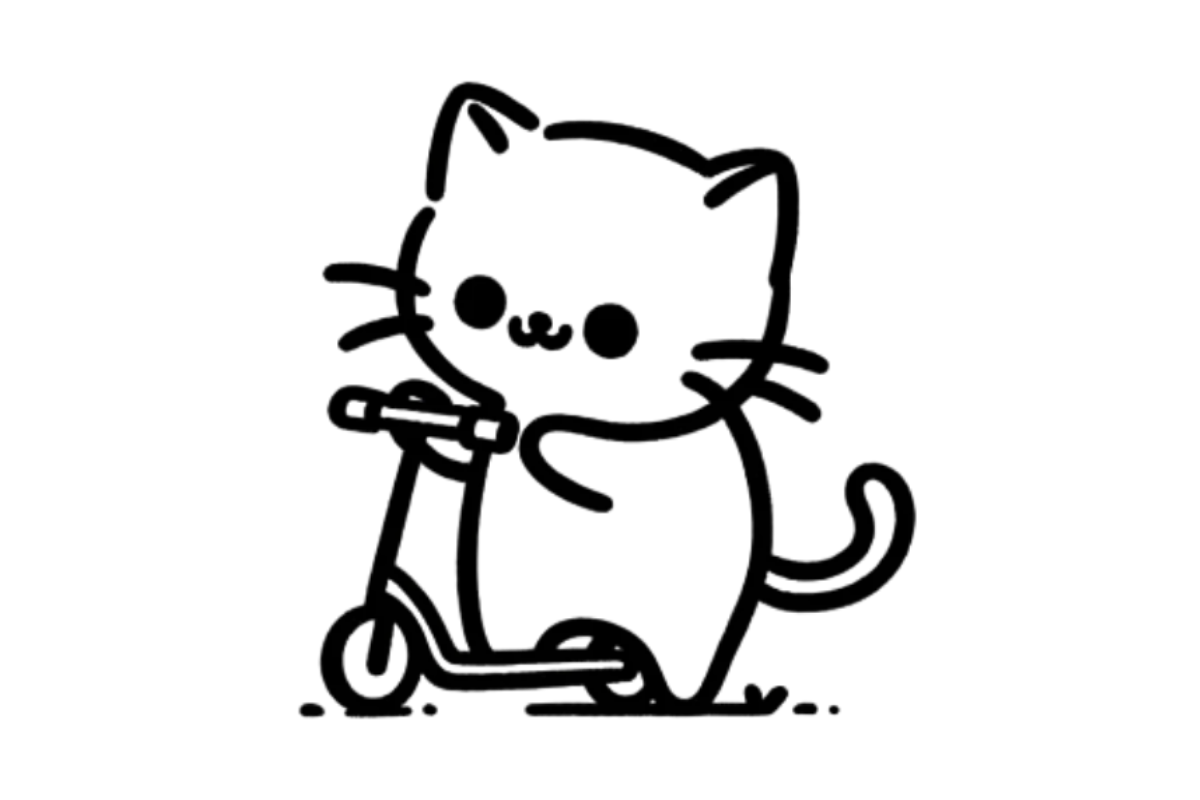 Cat riding scooter tracing base (lower opacity)
