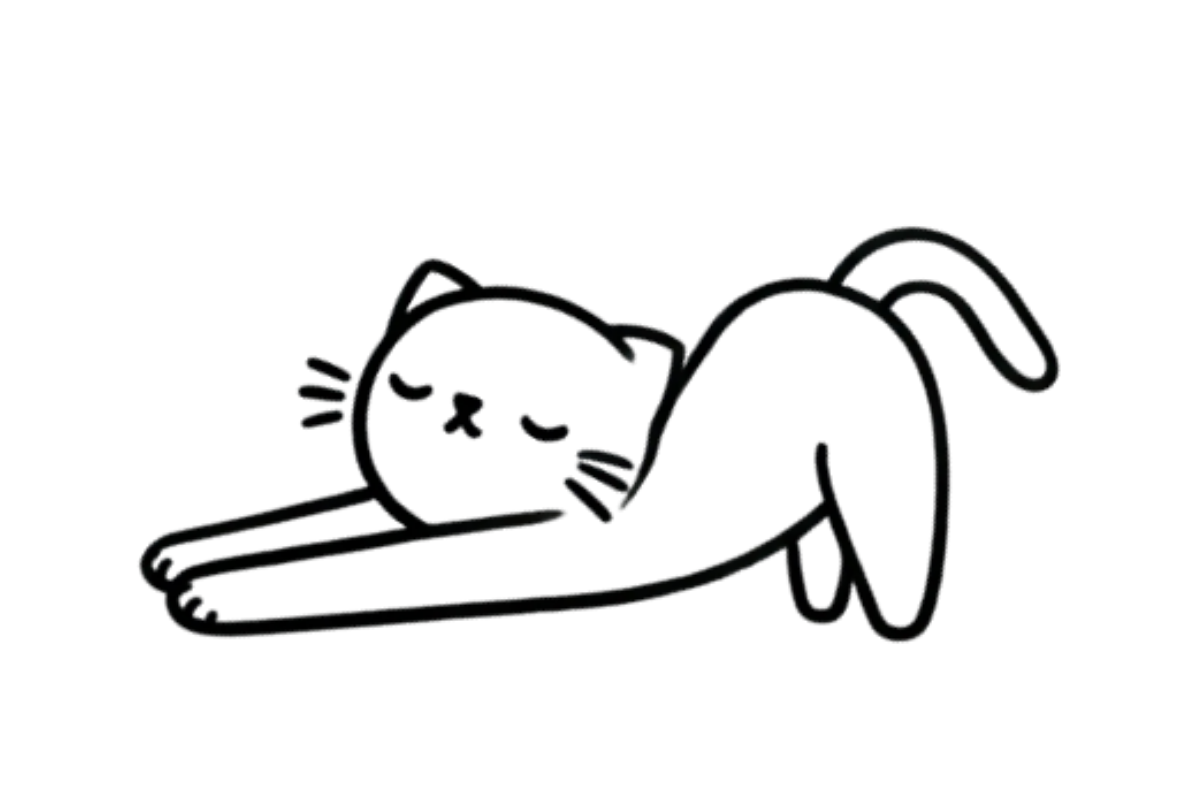 Cat stretching tracing base (lower opacity)