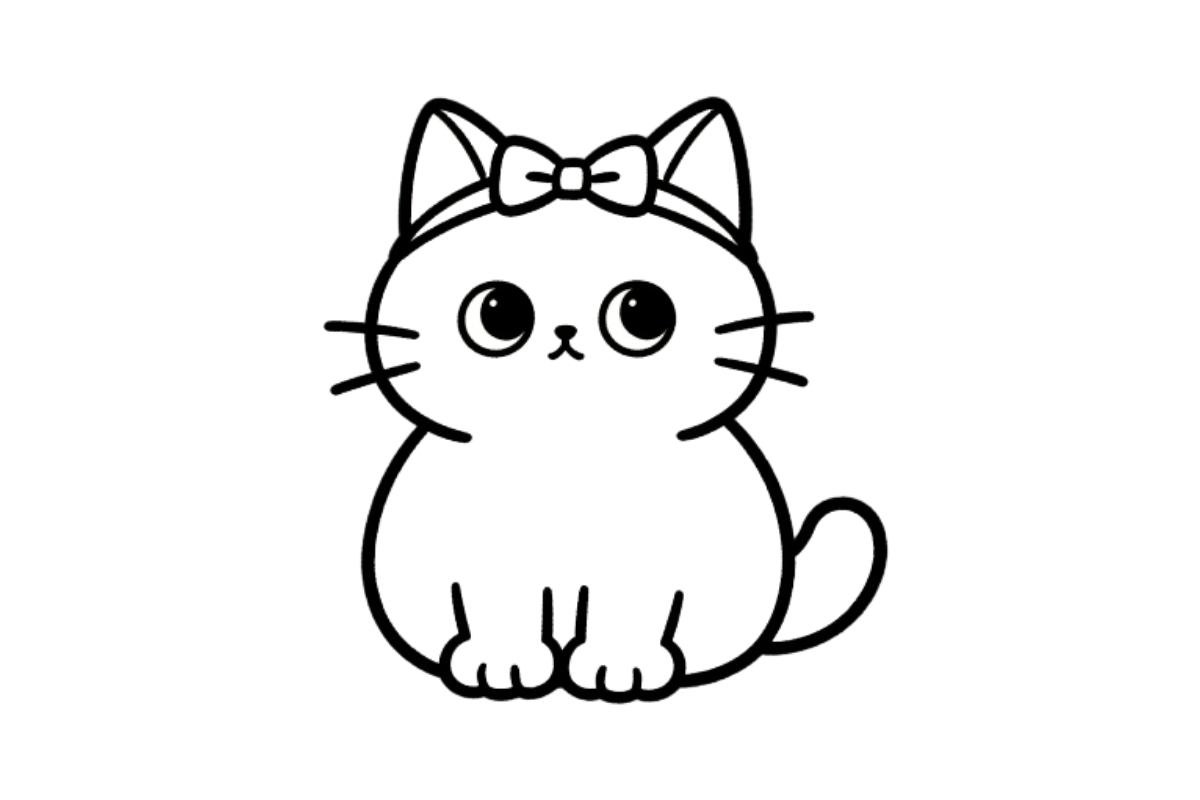 Cat wearing a hairband tracing base (lower opacity)