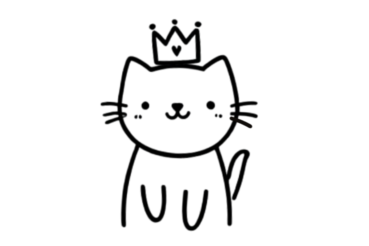 Cat wearing crown tracing base (lower opacity)