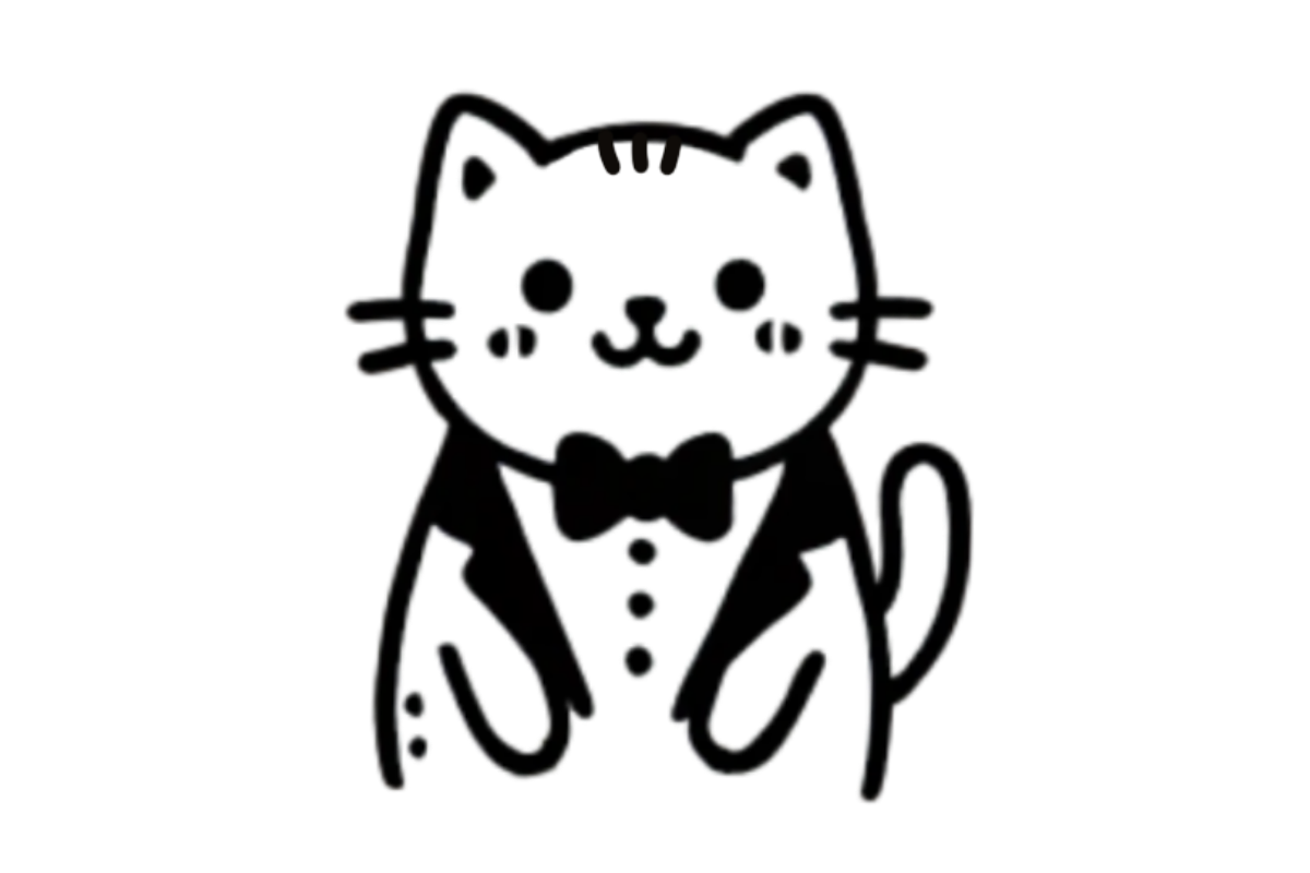 Cat wearing tuxedo tracing base (lower opacity)