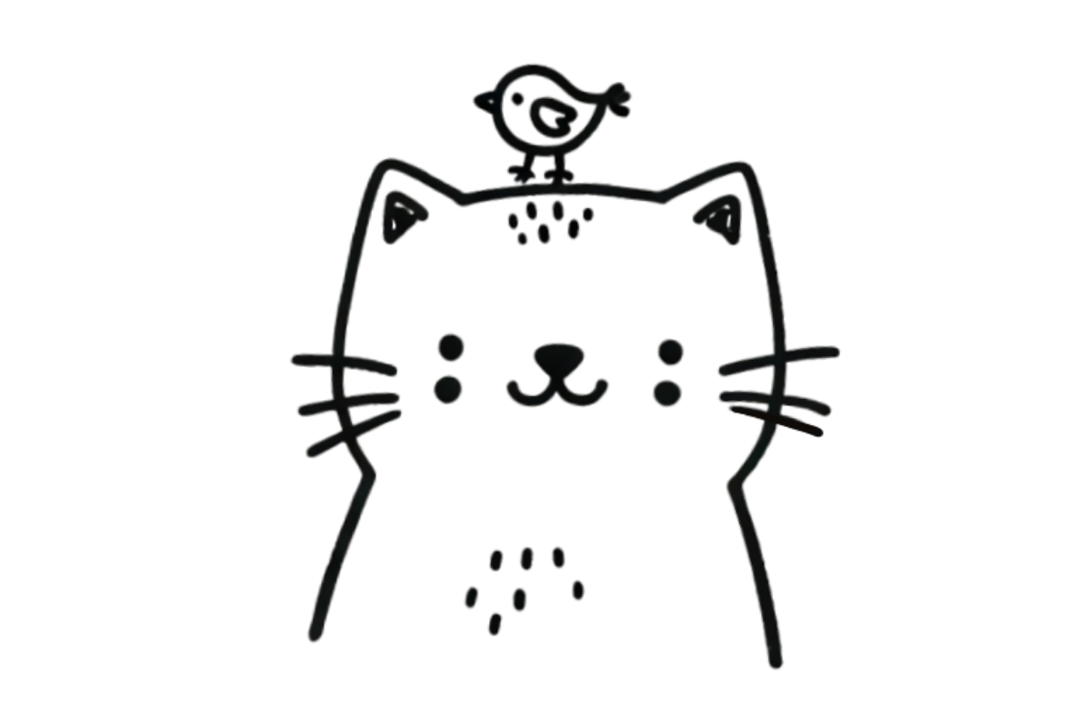 Cat with bird tracing base (lower opacity)