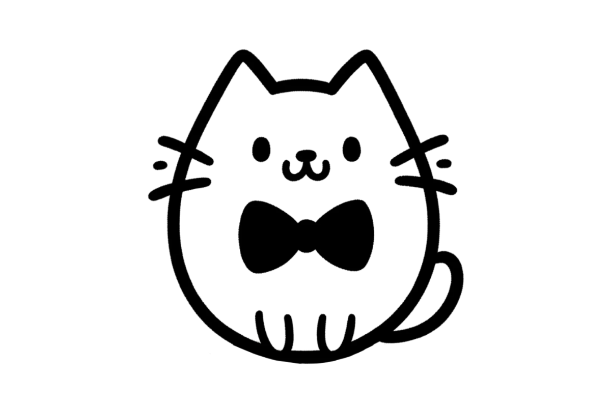 Cat with bow tie tracing base (lower opacity)
