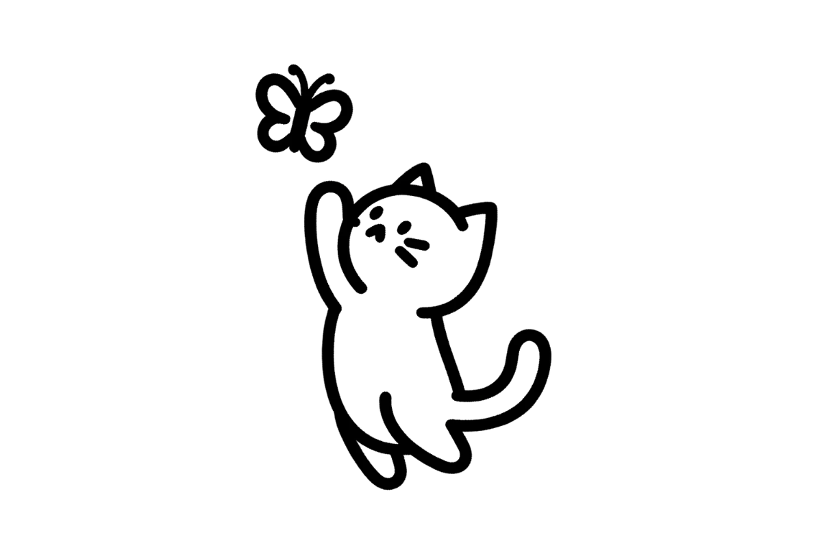 Cat with butterfly tracing base (lower opacity)