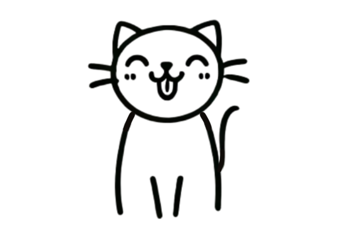 Cat with its tongue sticking out tracing base (lower opacity)