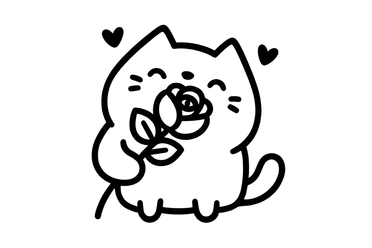 Cat with rose tracing base (lower opacity)