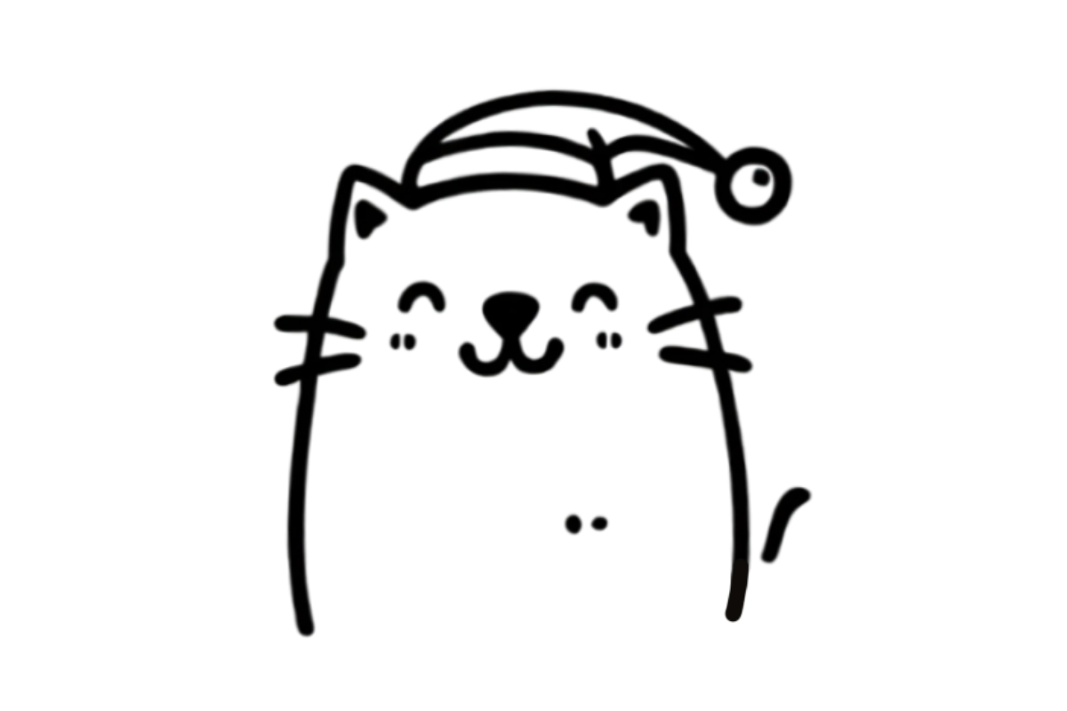Cat with Santa hat tracing base (lower opacity)