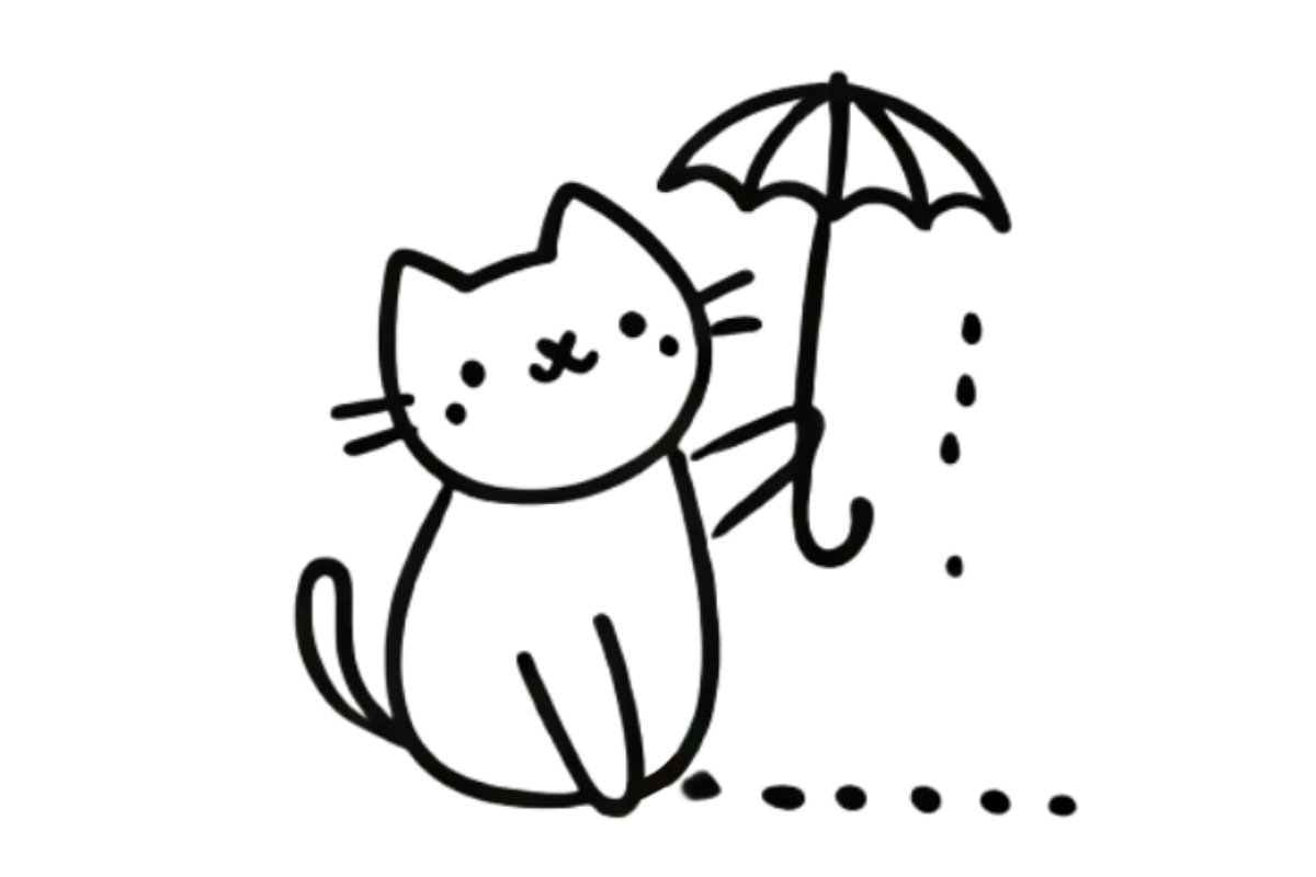 Cat with umbrella tracing base (lower opacity)