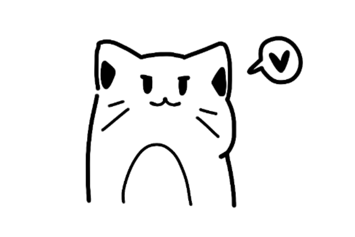 Happy heart cat tracing base (lower opacity)