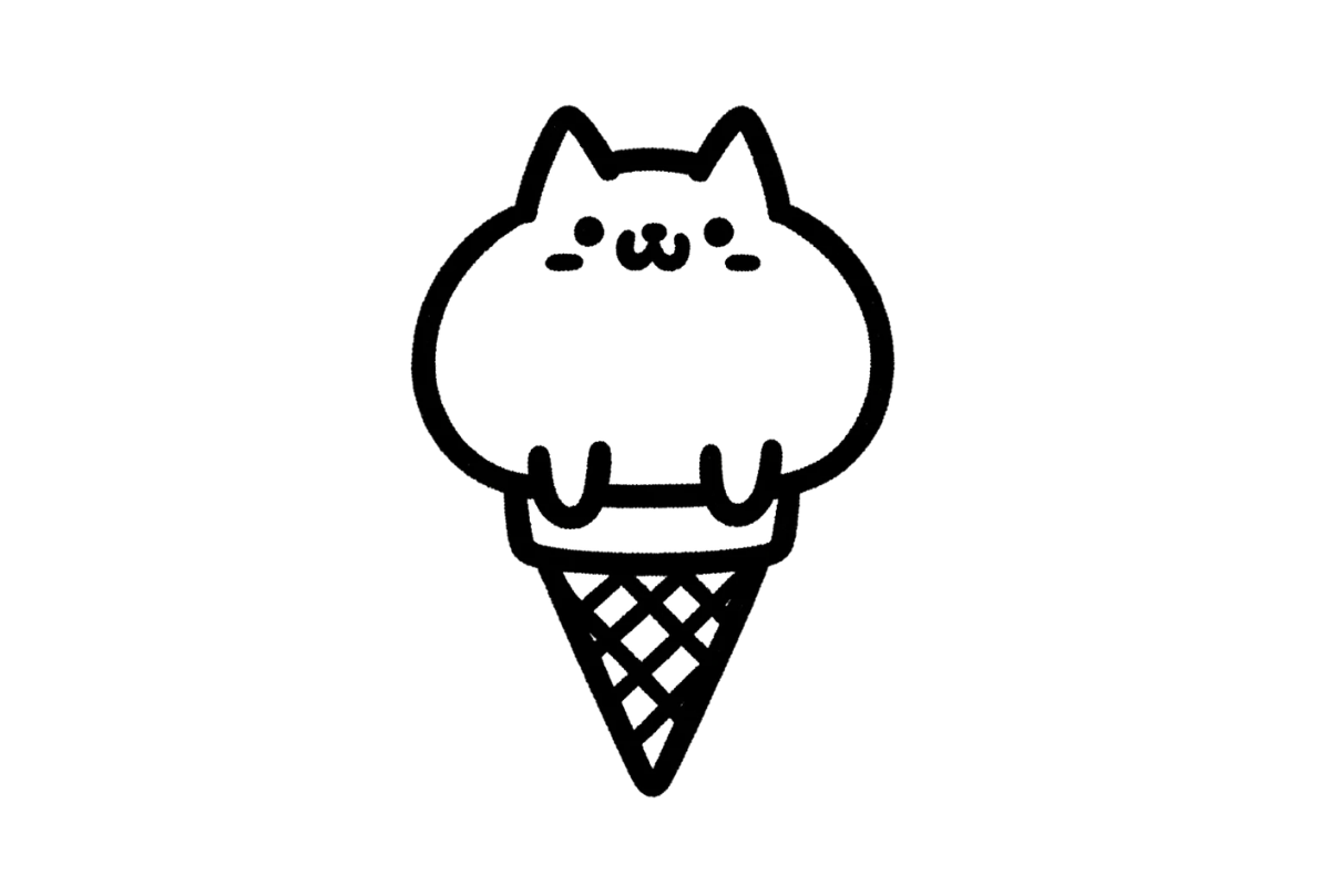 Ice cream cone shaped cat tracing base (lower opacity)