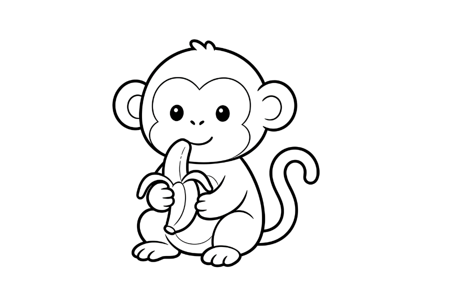 Monkey coloring page outline
