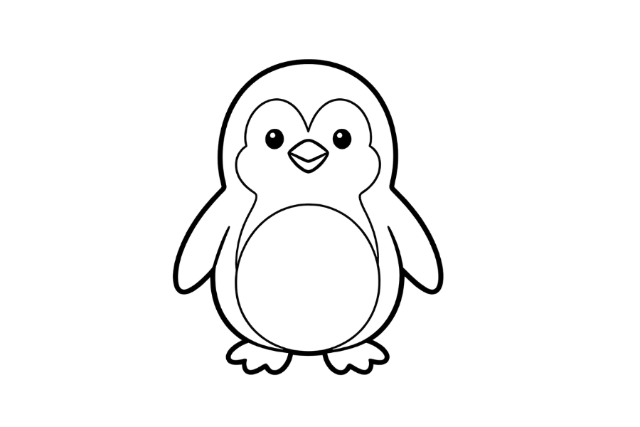 Penguin coloring page outline
