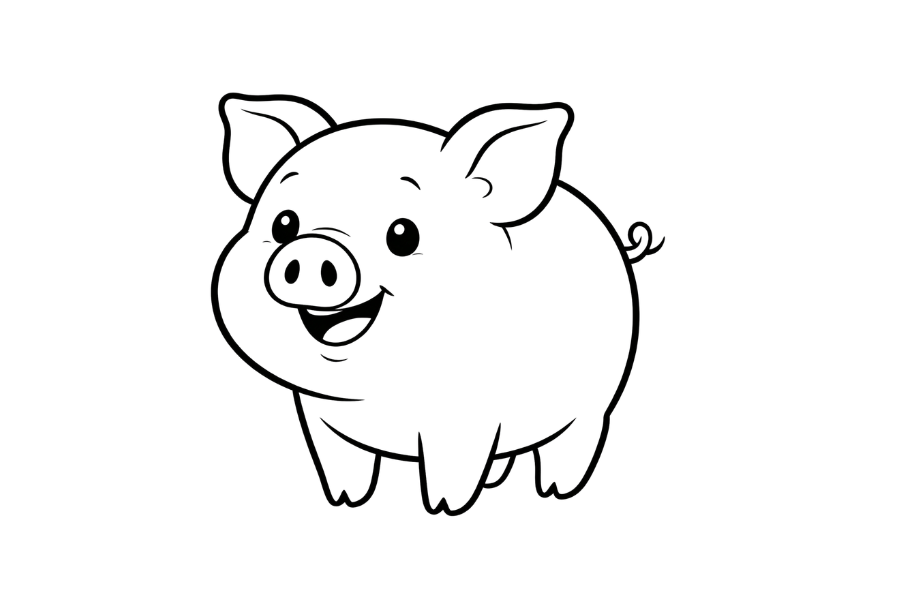 Pig coloring page outline