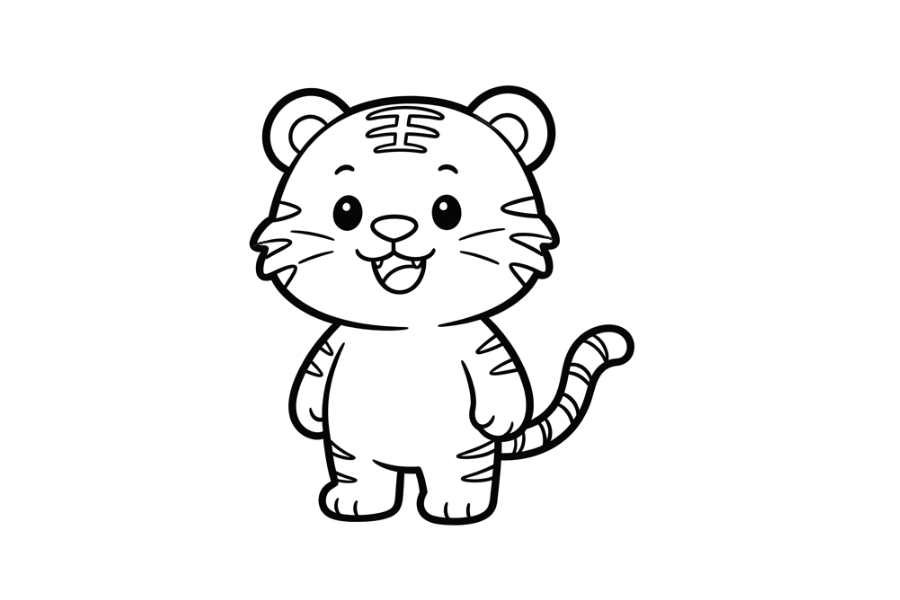 Tiger coloring page outline