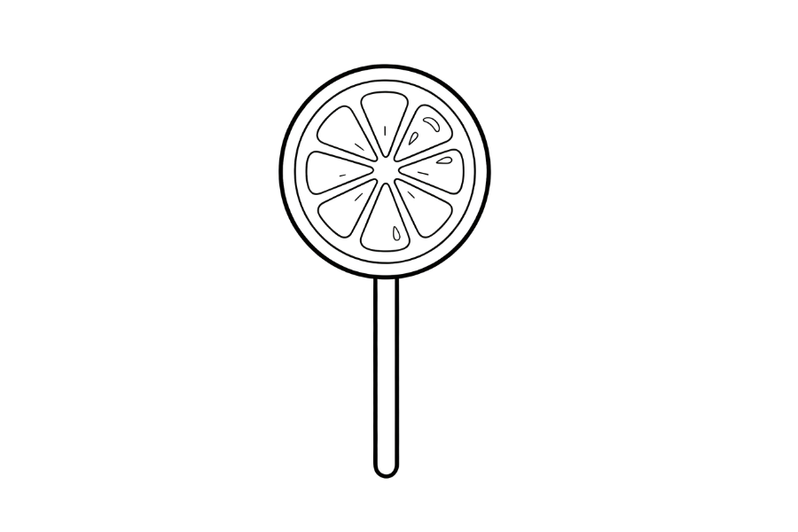 Fruit Flavor Lollipop coloring page outline