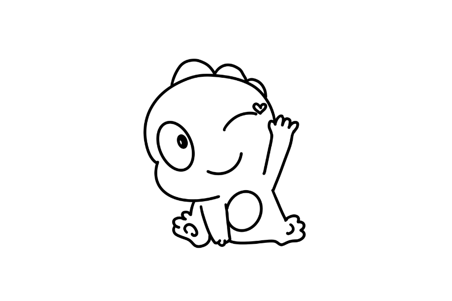 Baby Dinosaur Waving Hello tracing base (lower opacity)