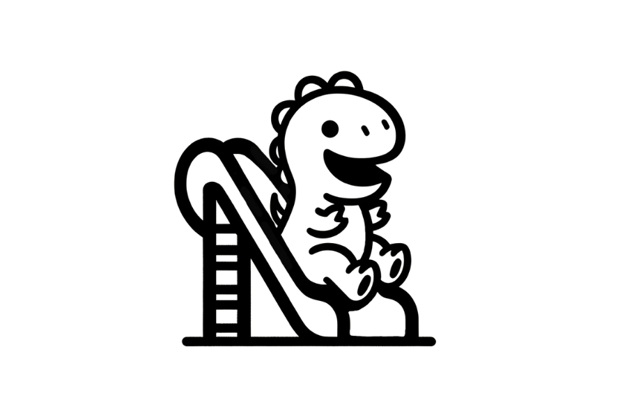 Dino Playing on Slide tracing base (lower opacity)