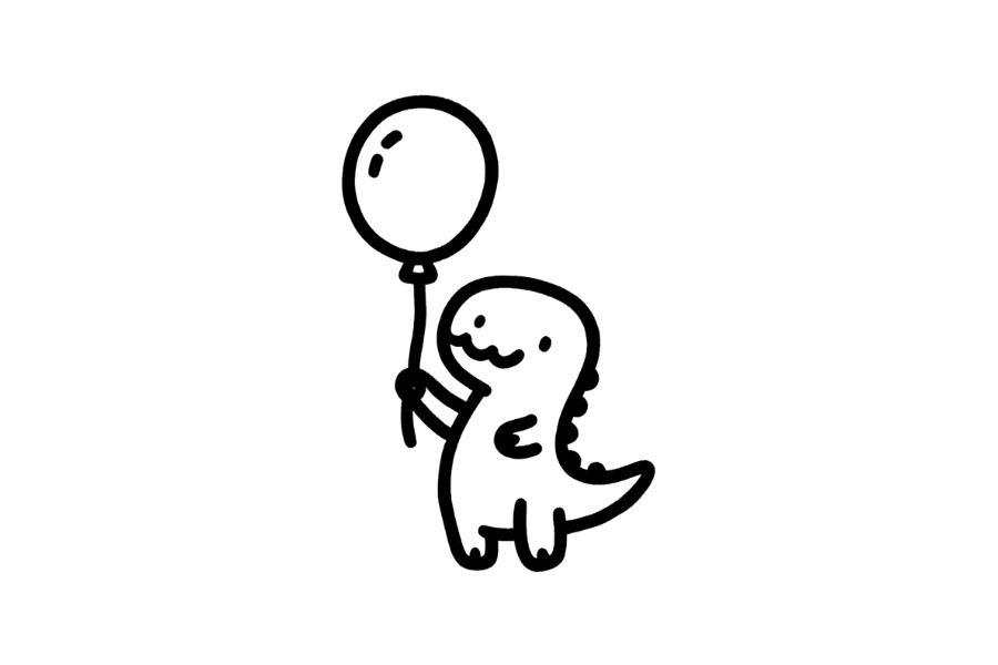 🎈 Easy Cute Dinosaur Holding Balloon Drawing Template
