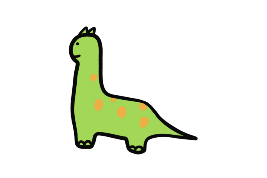 🦕 Easy Cute Dinosaur with Polka Dots Drawing Template