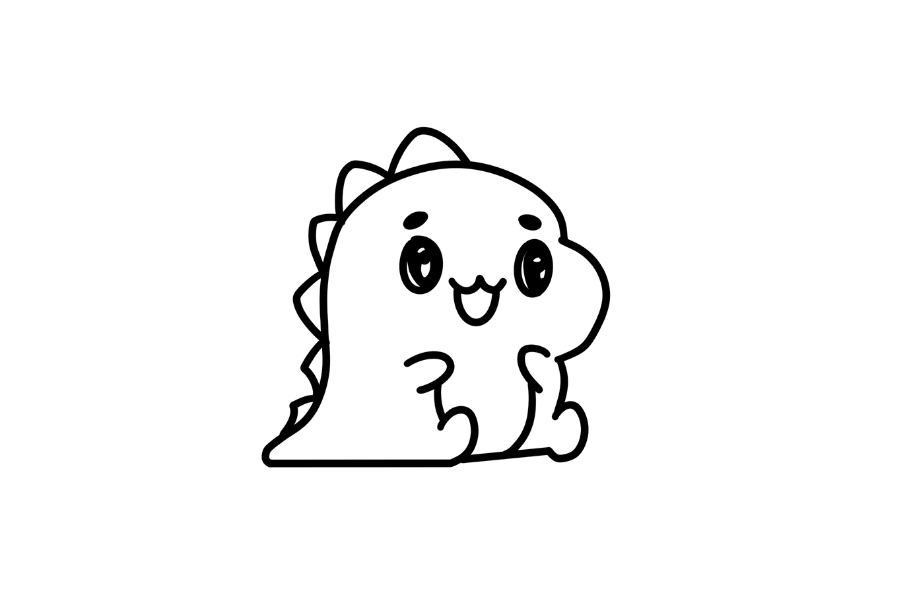 Excited Baby Dinosaur tracing base (lower opacity)