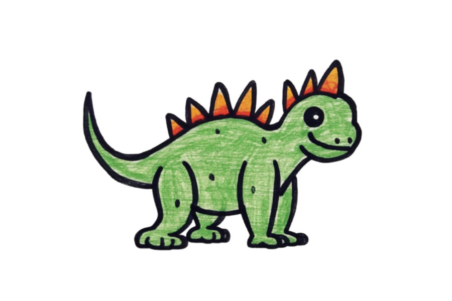 🦕 Easy Cute Stegosaurus Drawing Template