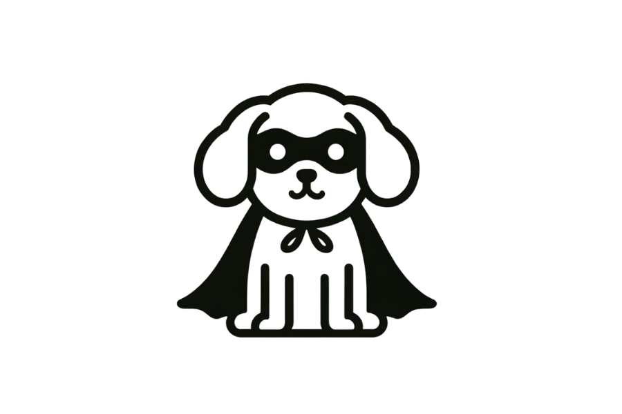 Dog as Batman tracing base (lower opacity)