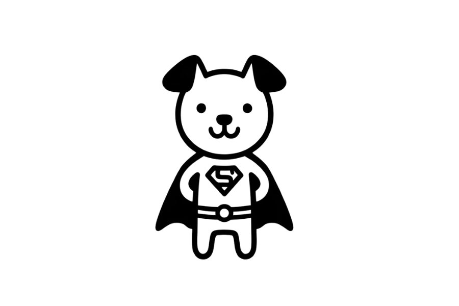 🦸 Easy Cute Dog as Superman Drawing Template