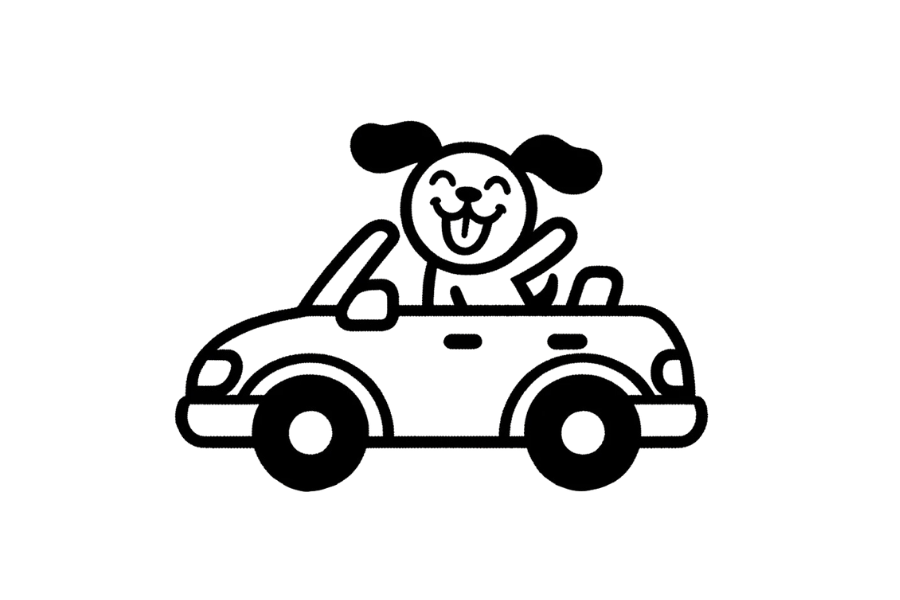 🚗 Easy Cute Dog in Car Drawing Template
