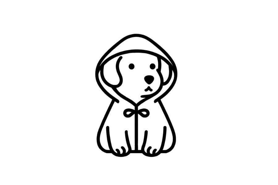 🌧️ Easy Cute Dog in Raincoat Drawing Template