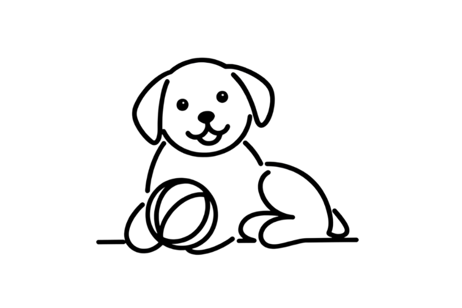 Dog with Ball tracing base (lower opacity)