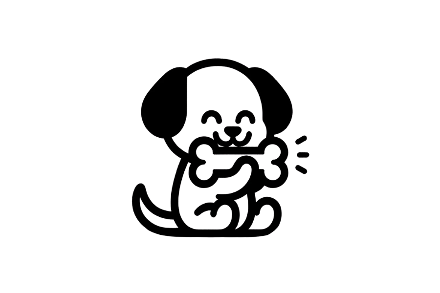 🦴 Easy Cute Dog with Bone Drawing Template