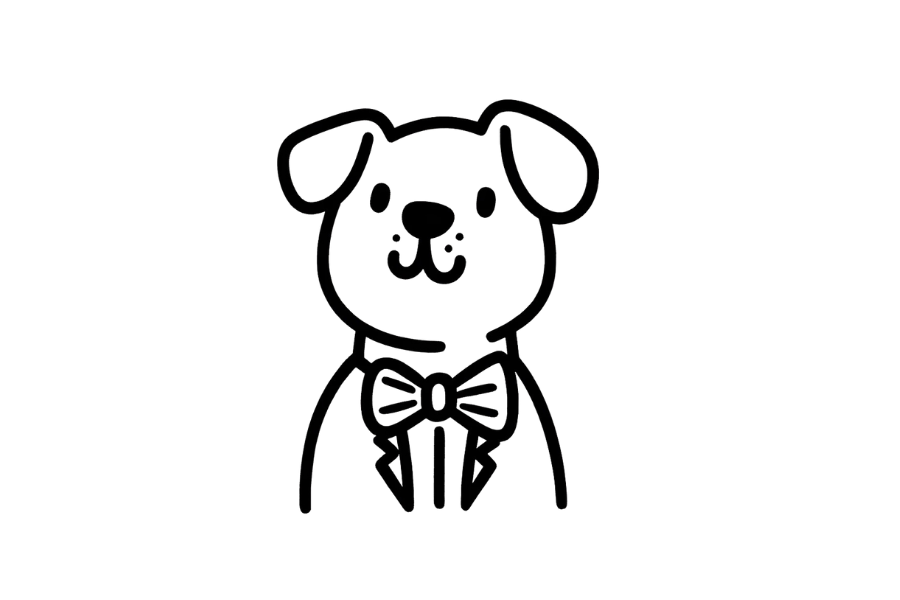 🎀 Easy Cute Dog with Bowtie Drawing Template