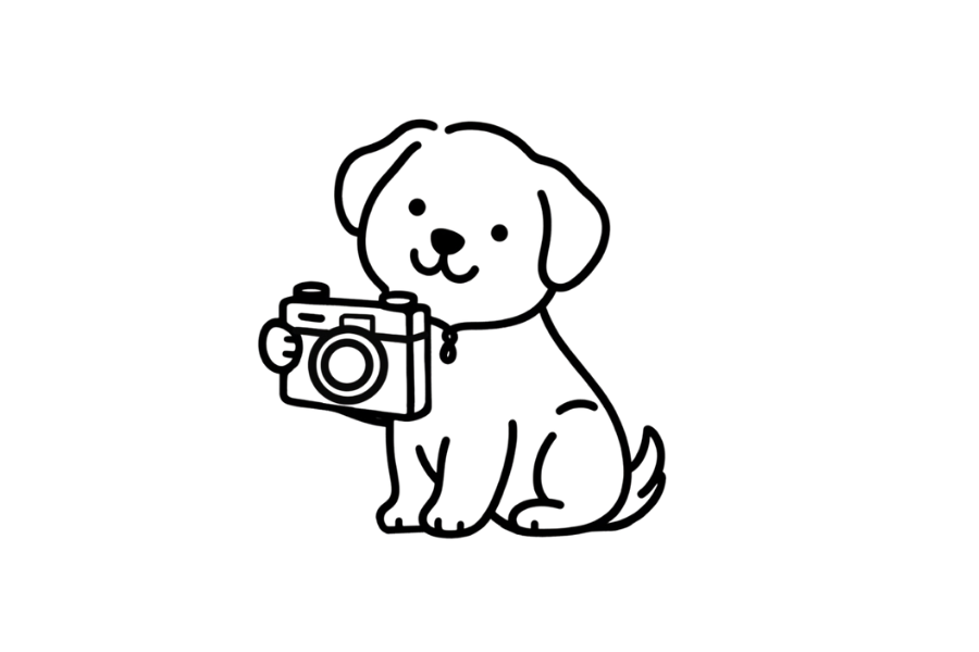 📷 Easy Cute Dog with Camera Drawing Template